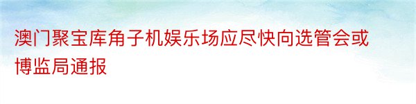 澳门聚宝库角子机娱乐场应尽快向选管会或博监局通报