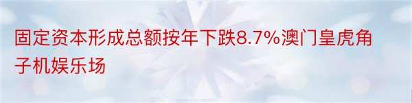 固定资本形成总额按年下跌8.7%澳门皇虎角子机娱乐场