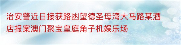 治安警近日接获路凼望德圣母湾大马路某酒店报案澳门聚宝皇庭角子机娱乐场