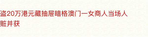 盗20万港元藏抽屉暗格澳门一女商人当场人赃并获