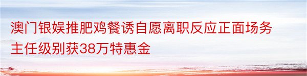 澳门银娱推肥鸡餐诱自愿离职反应正面场务主任级别获38万特惠金