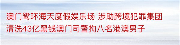 澳门鹭环海天度假娱乐场 涉助跨境犯罪集团清洗43亿黑钱澳门司警拘八名港澳男子