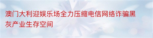 澳门大利迎娱乐场全力压缩电信网络诈骗黑灰产业生存空间